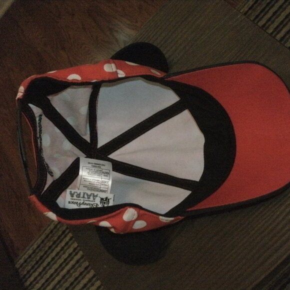 WALT DISNEY WORLD PARKS Exclusive MINNIE MOUSE Red Polka Dot Ears Baseball Hat - Picture 3 of 3